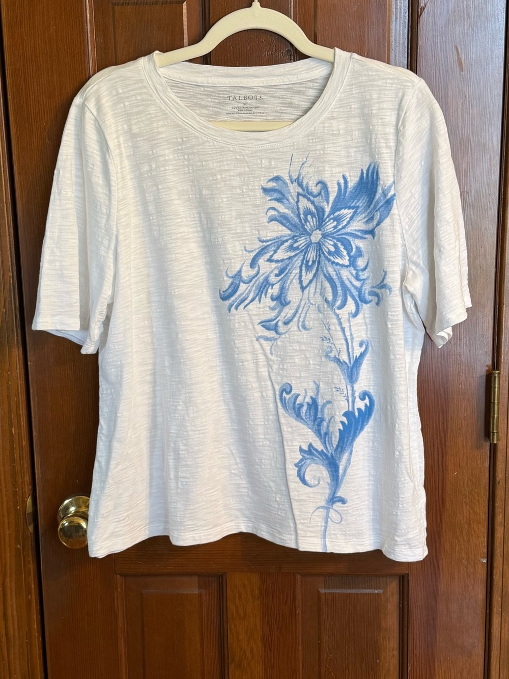 Talbots Crewneck Tee Ocean Flora EUC